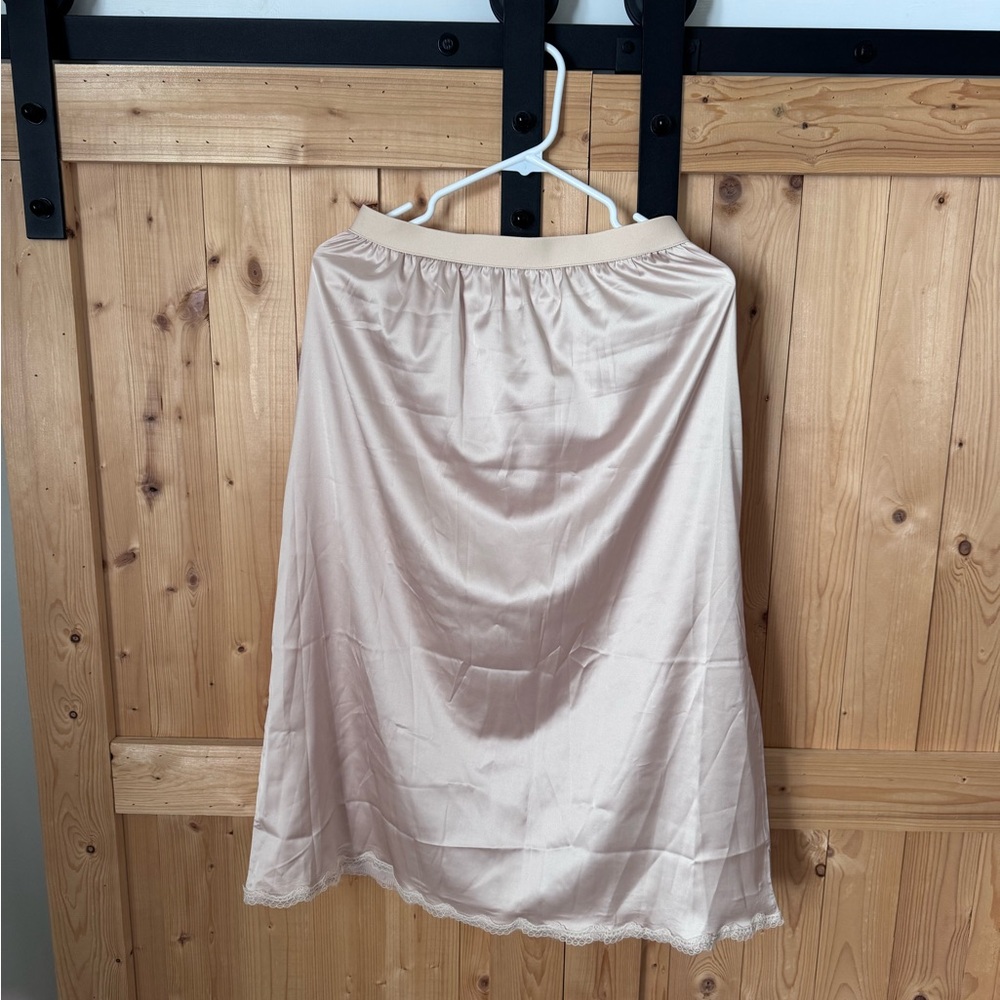 Women’s ivory satin midi slip